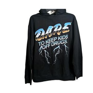 DARE To Keep Kids Off Drugs Hoodie Black Graphic Pullover Adult Medium